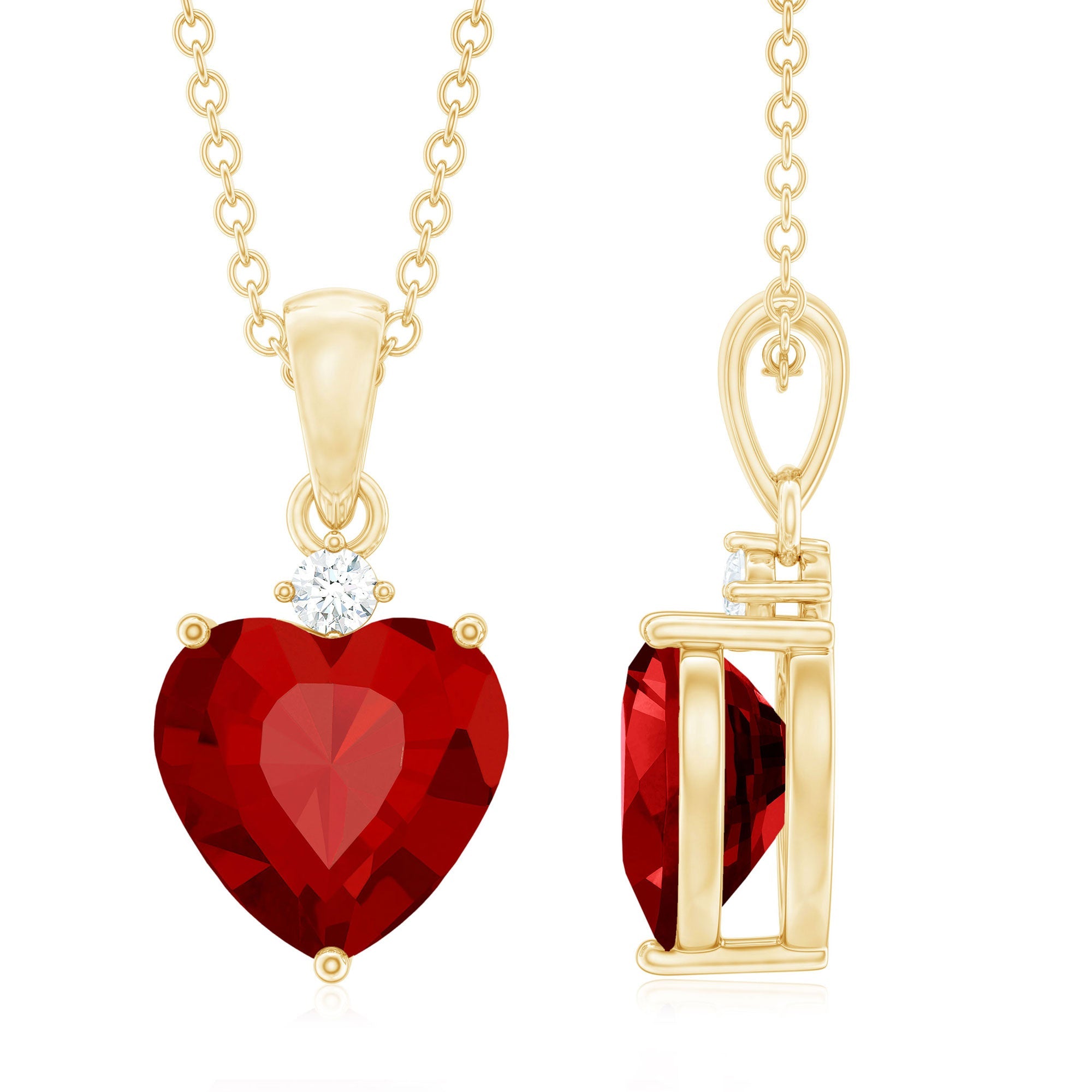 2 CT Lab Grown Ruby Heart Pendant Necklace with Moissanite