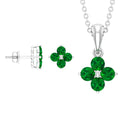Natural Emerald Clover Jewelry Set for Women