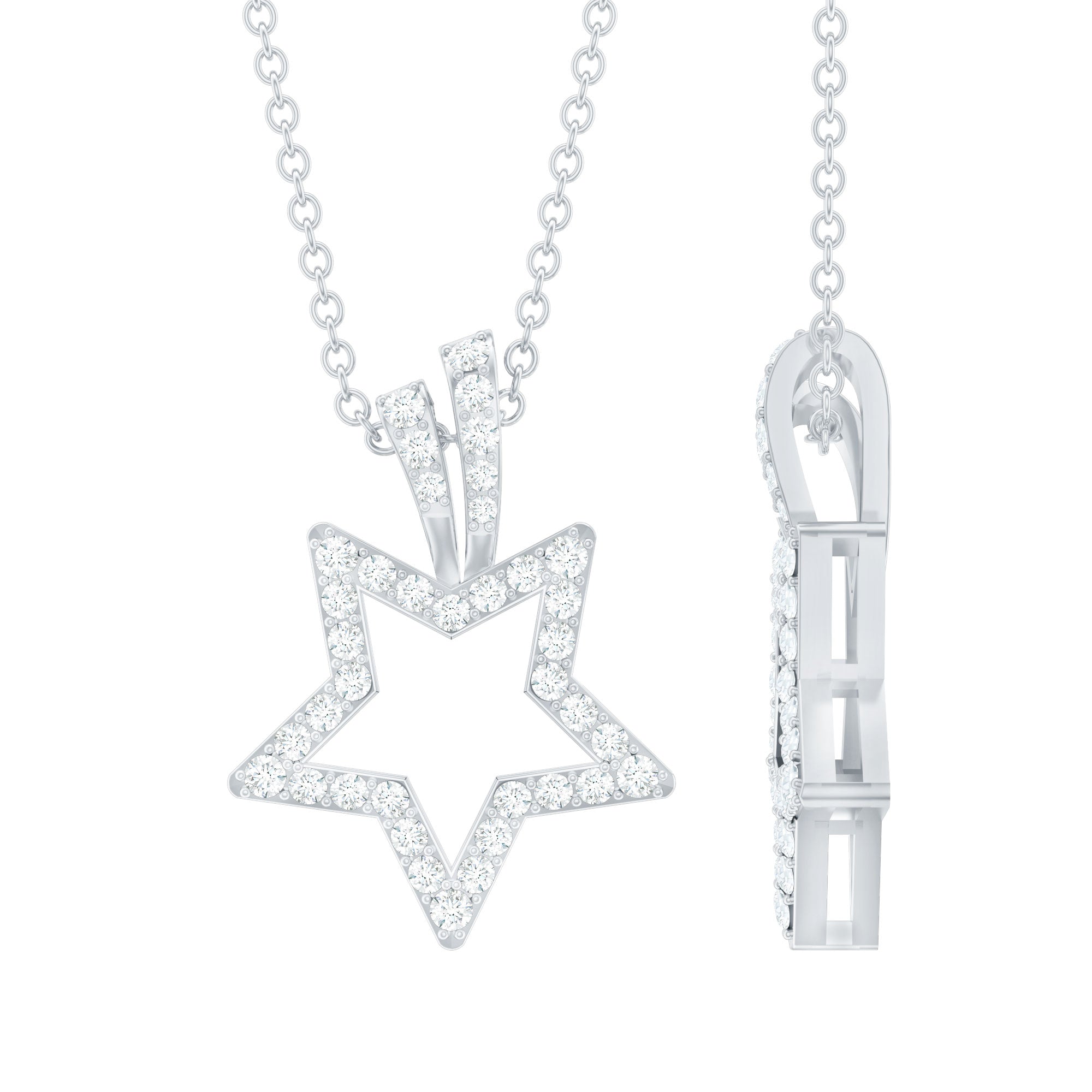 Natural Diamond Star Pendant For Women