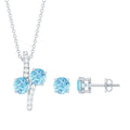 Aquamarine Bridal Jewelry Set with Diamond Accent