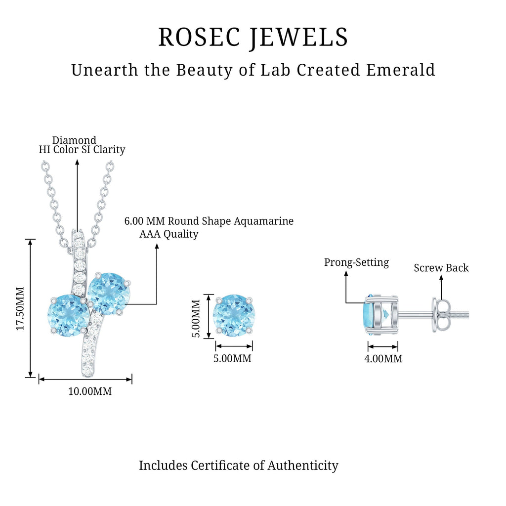 Aquamarine Bridal Jewelry Set with Diamond Accent