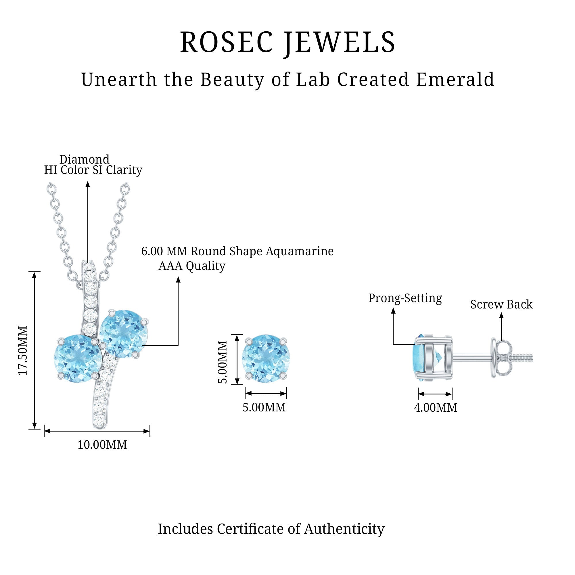 Aquamarine Bridal Jewelry Set with Diamond Accent