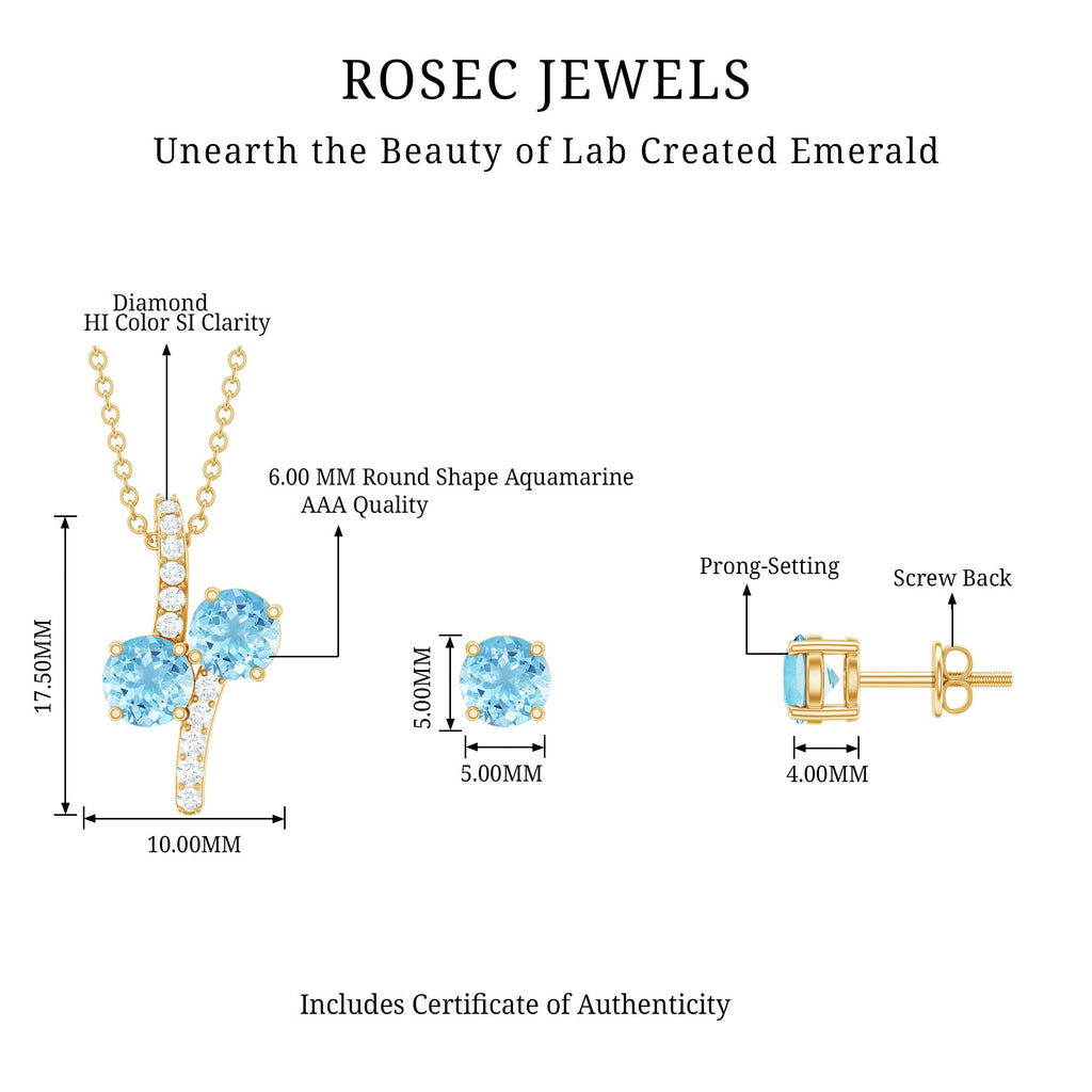 Aquamarine Bridal Jewelry Set with Diamond Accent