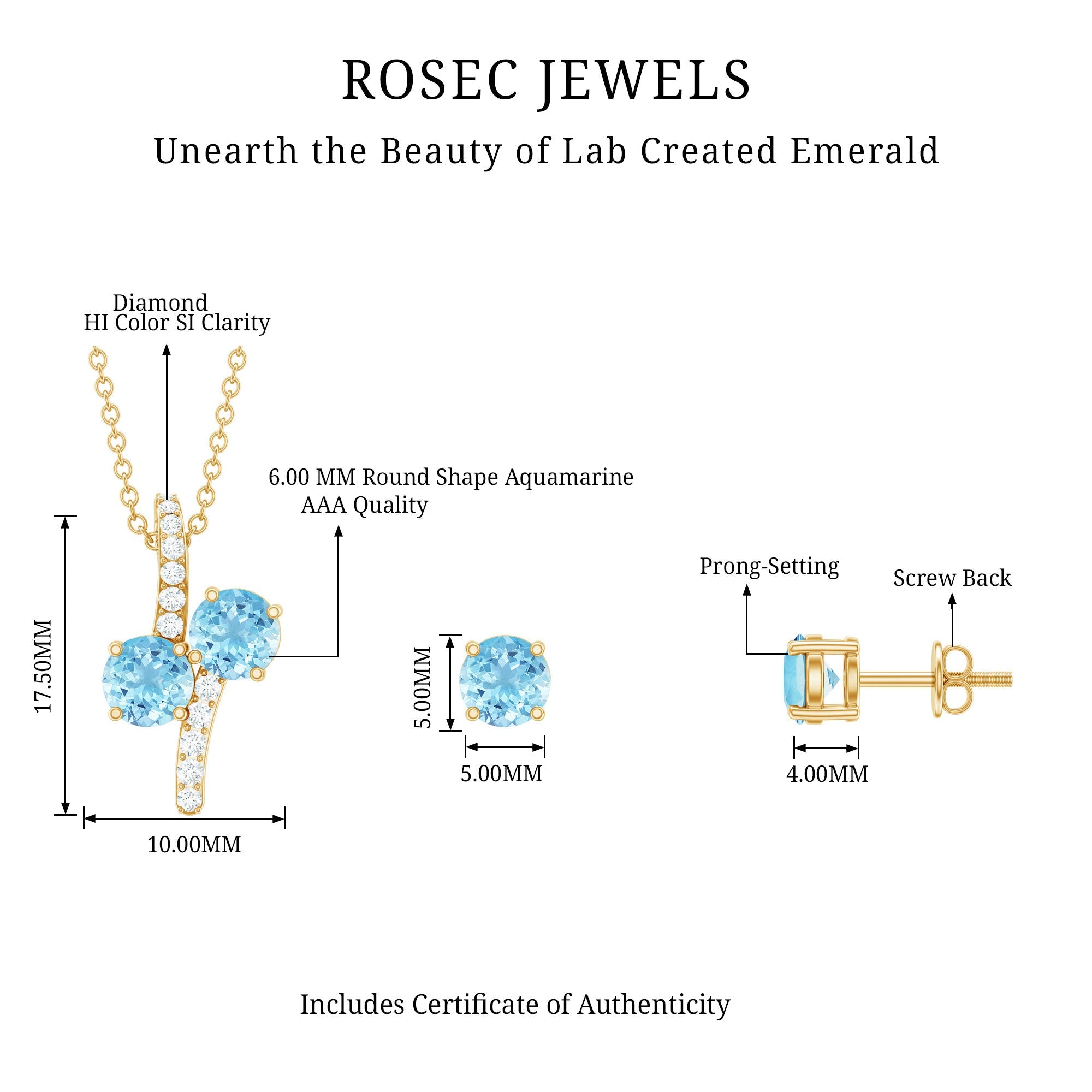 Aquamarine Bridal Jewelry Set with Diamond Accent