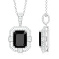 Black Spinel Vintage Inspired Pendant Necklace With Diamond Accent