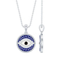 Evil Eye Necklace with Lab Grown Blue Sapphire and Moissanite