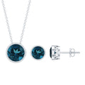 4.7 Carat Round London Blue Topaz Solitaire Jewelry Set in Bezel Setting