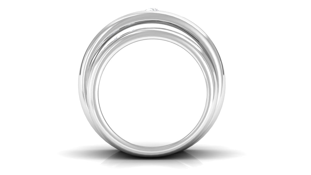 Designer Diamond Couple Band Ring in Flush Setting