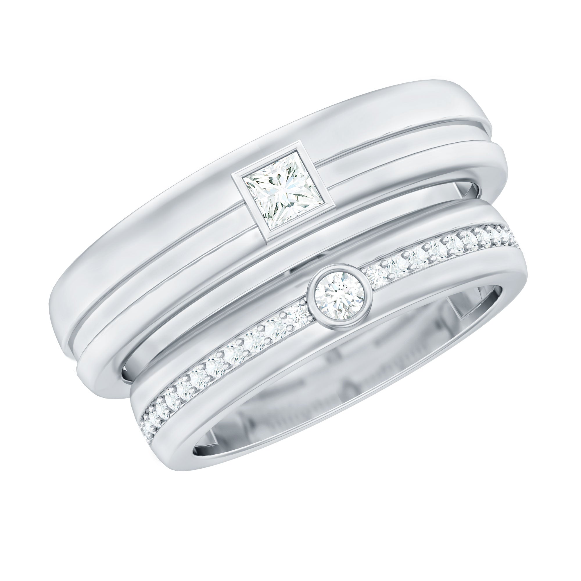 Real Diamond Couple Wedding Band Set