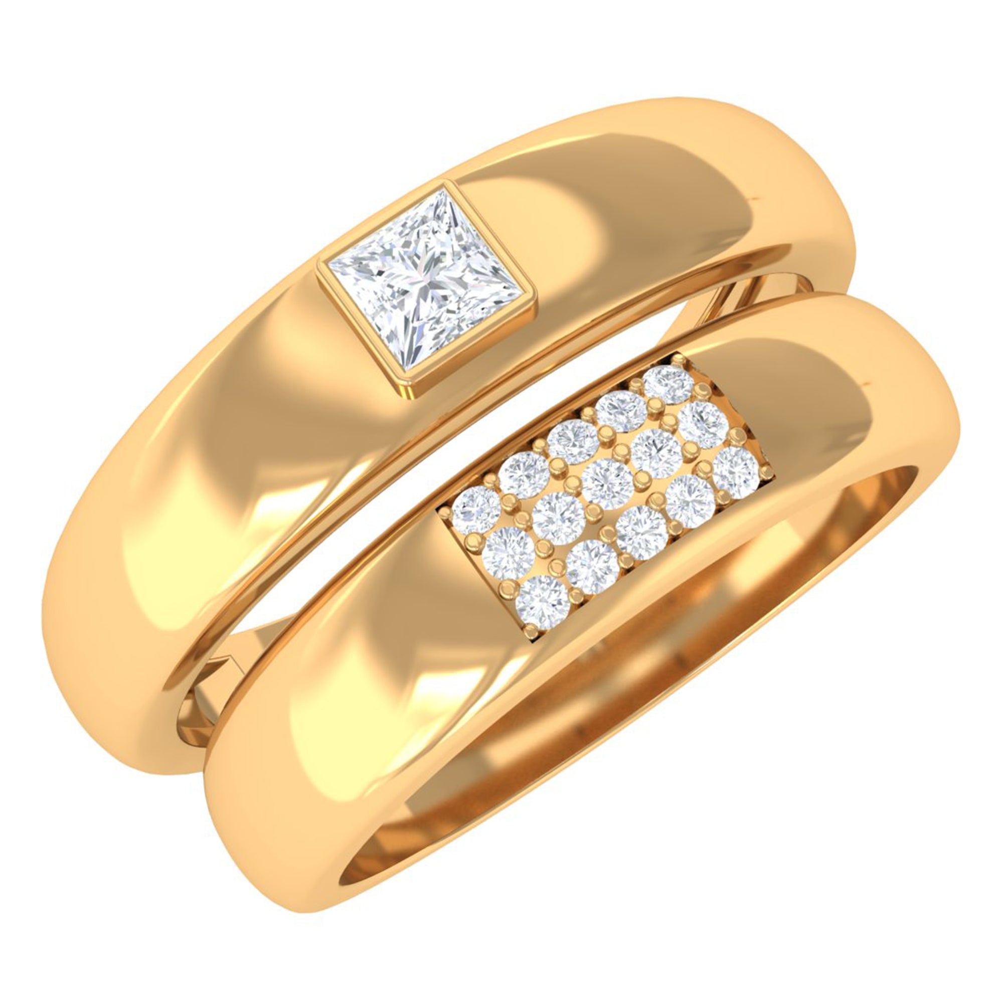 1/4 CT Certified Diamond Gold Couple Ring Set