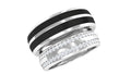 Diamond Couple Band Ring Set with Black Enamel