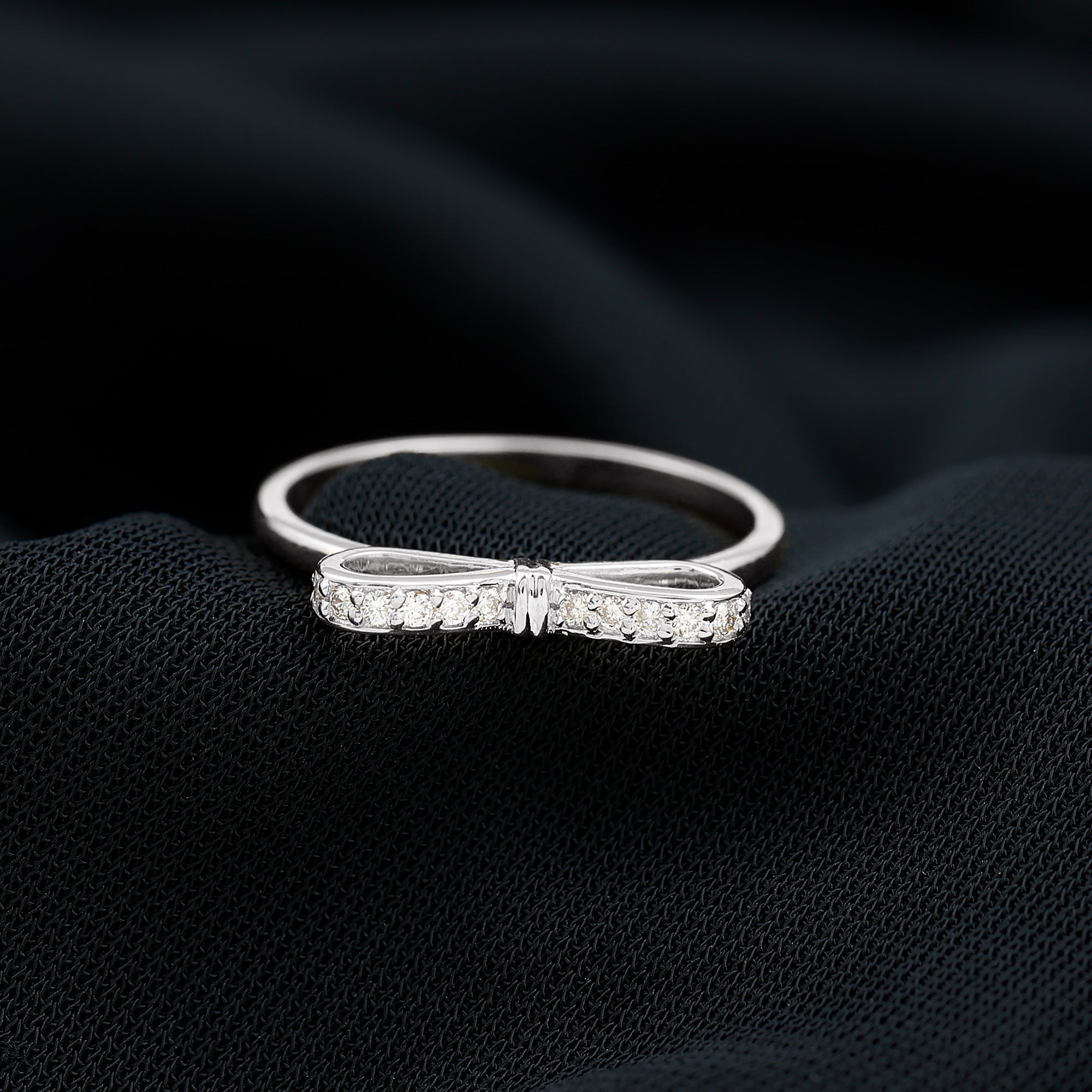 Natural and Certified Diamond Bow Promise Ring