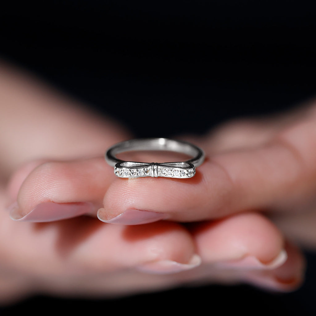 Natural and Certified Diamond Bow Promise Ring