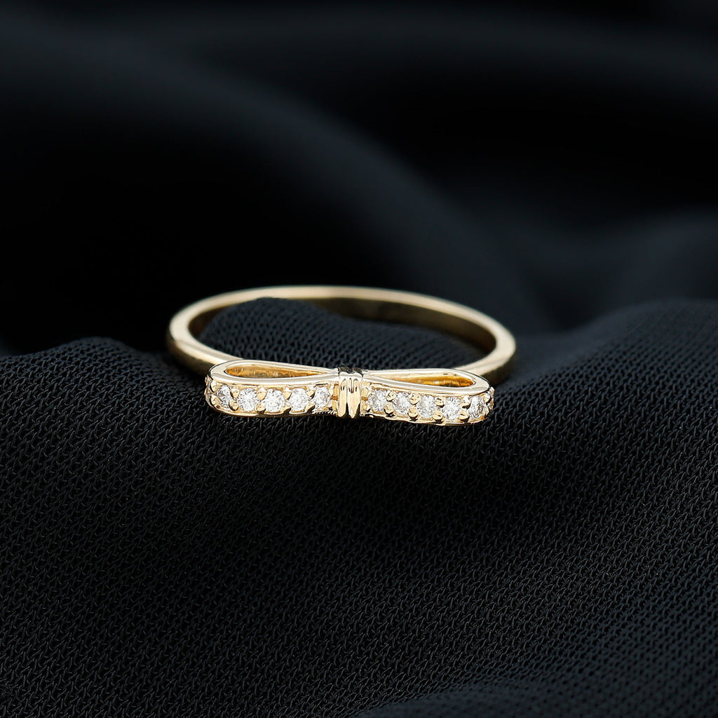 Natural and Certified Diamond Bow Promise Ring