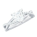 Heart Shape Moissanite Crossover Engagement Ring for Her