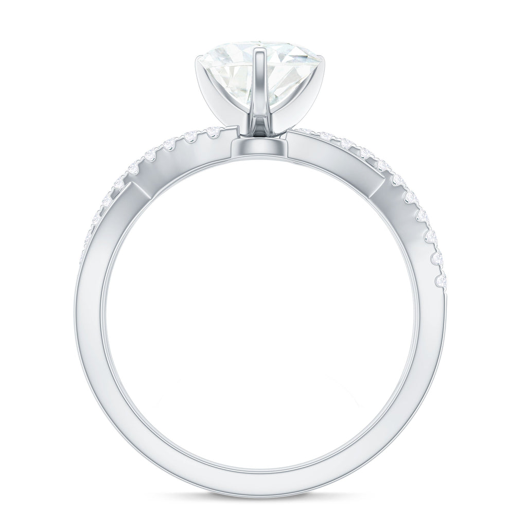 Heart Shape Moissanite Crossover Engagement Ring for Her