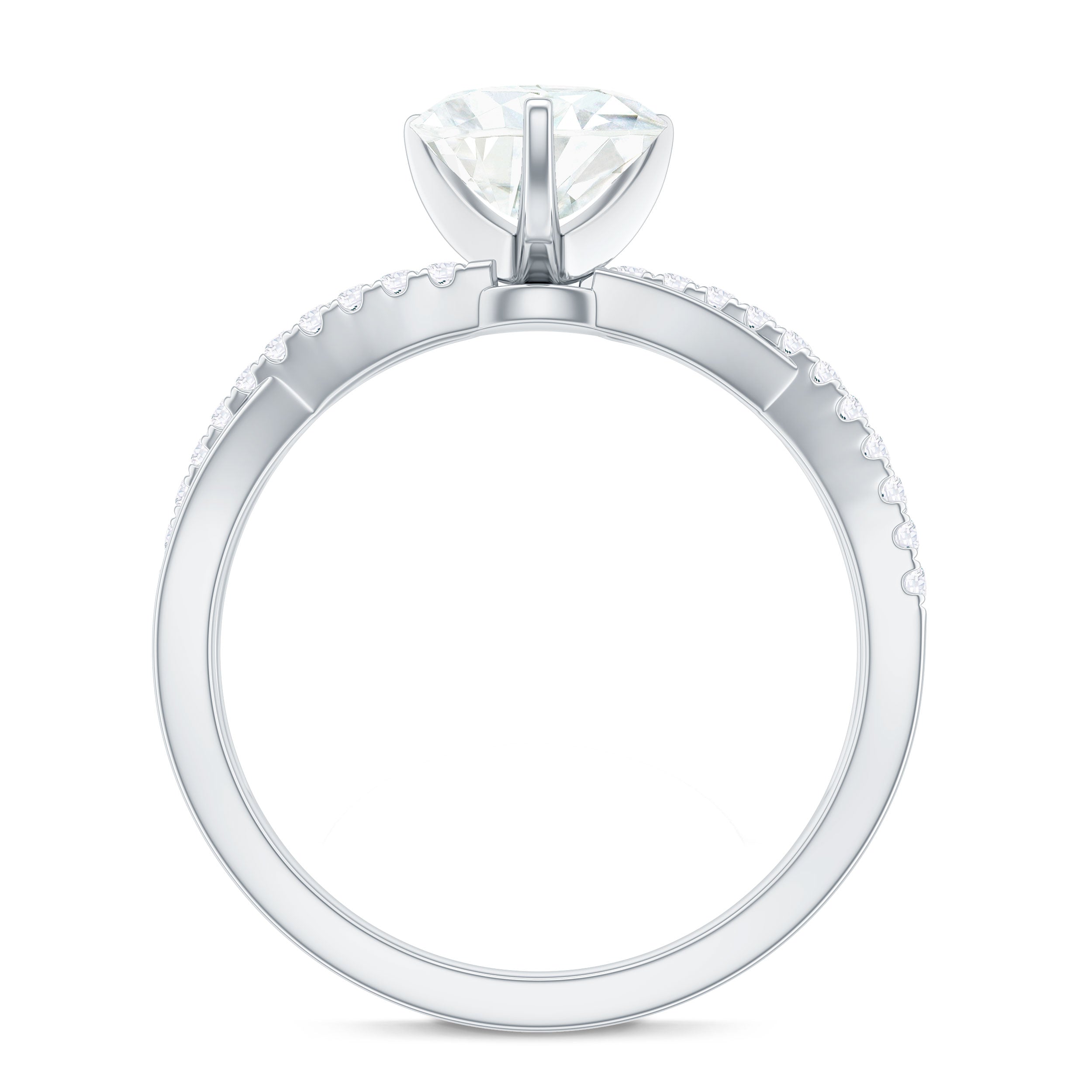 Heart Shape Moissanite Crossover Engagement Ring for Her
