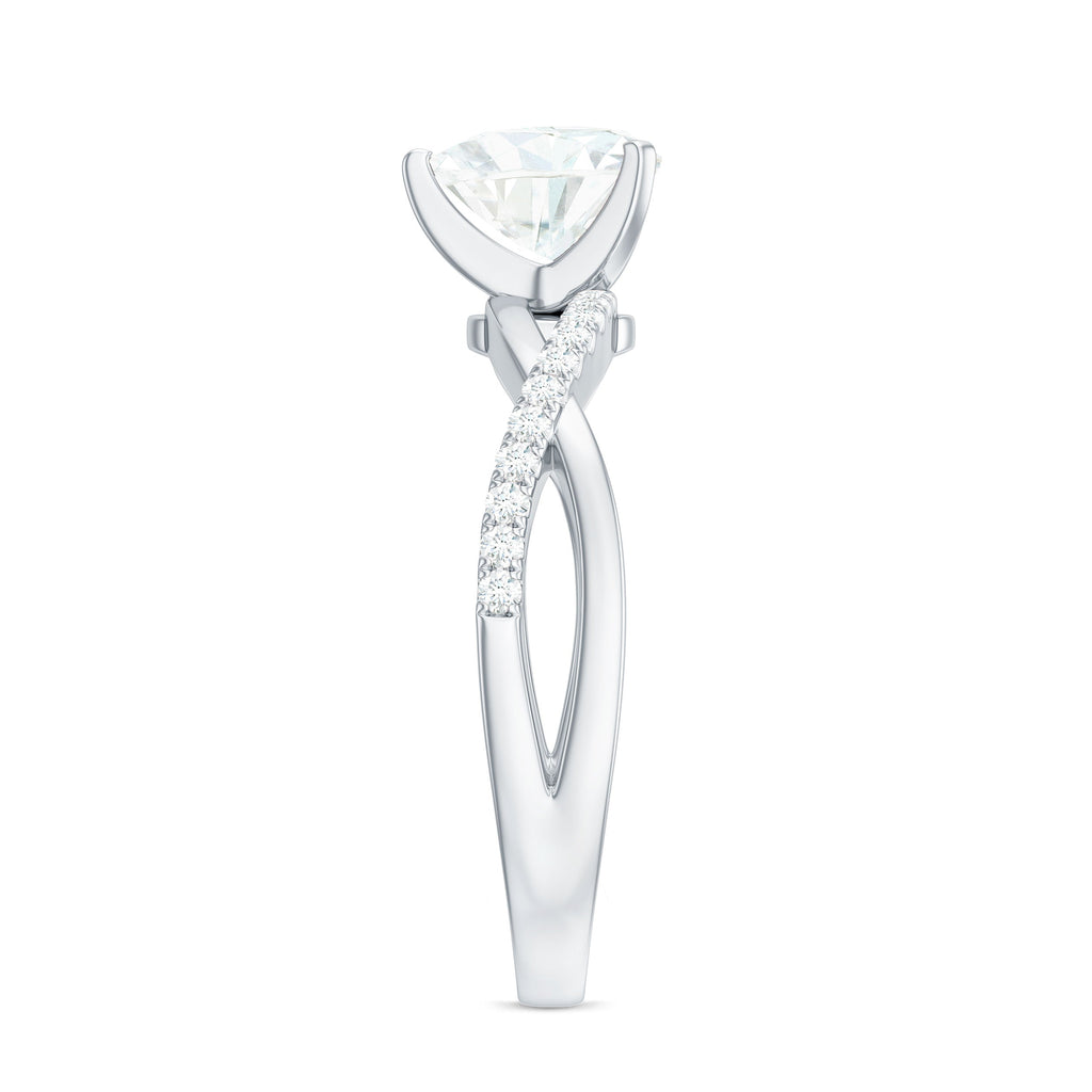 Heart Shape Moissanite Crossover Engagement Ring for Her
