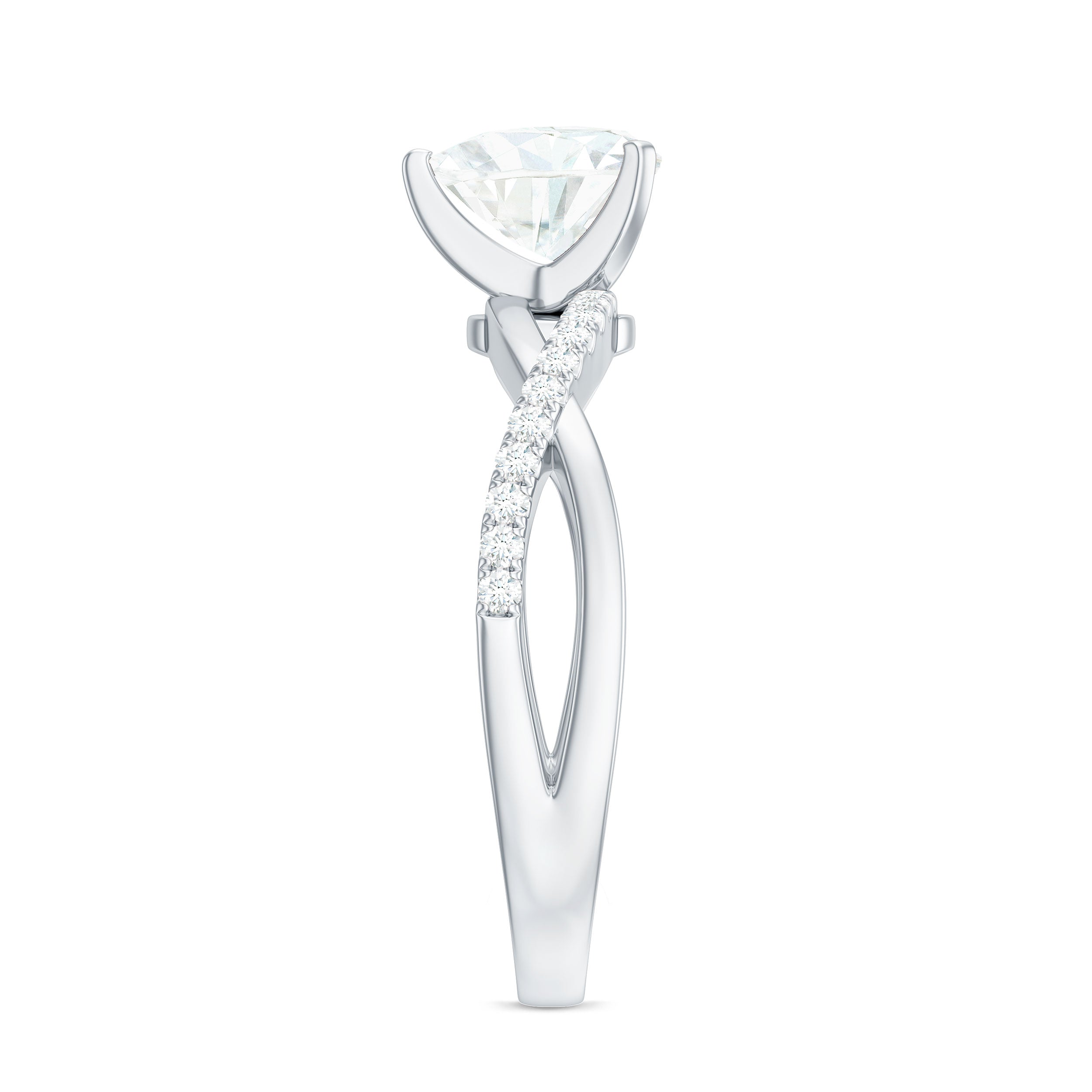 Heart Shape Moissanite Crossover Engagement Ring for Her