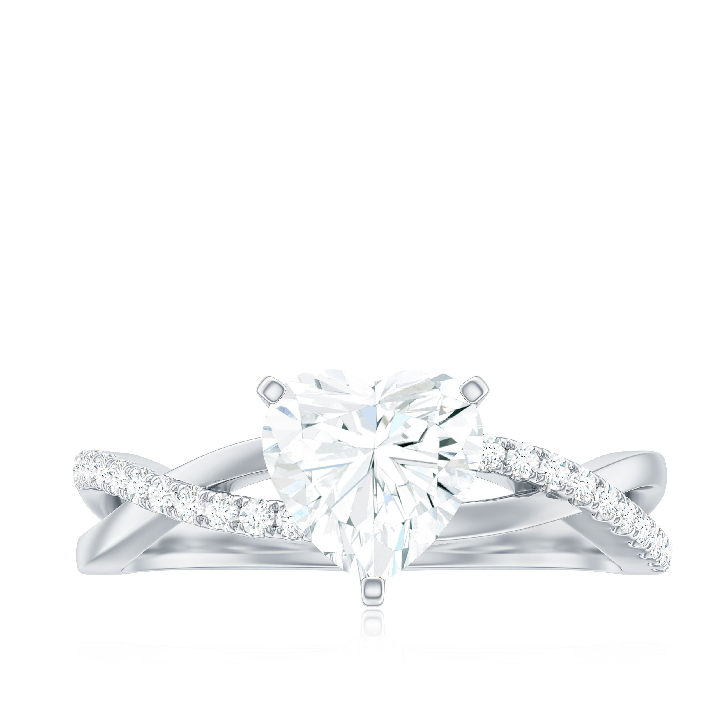 Heart Shape Moissanite Crossover Engagement Ring for Her