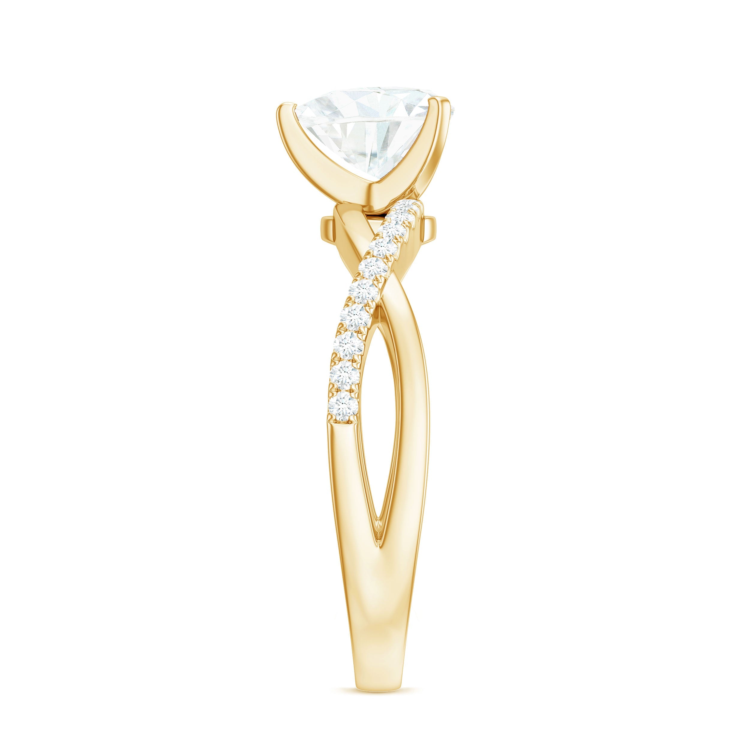 Heart Shape Moissanite Crossover Engagement Ring for Her