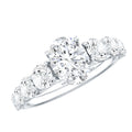 3 CT Oval Cut Moissanite Side Stone Engagement Ring