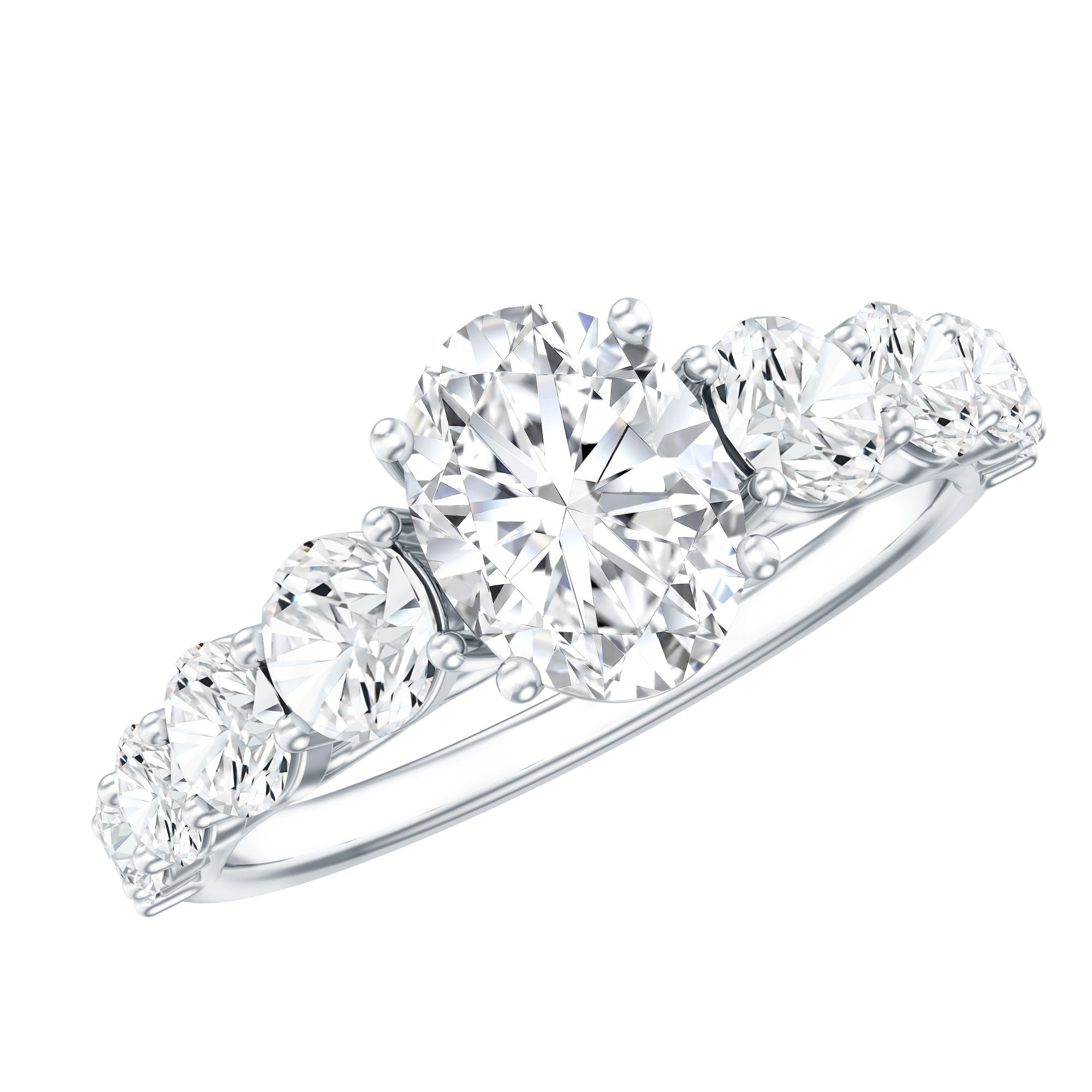 3 CT Oval Cut Moissanite Side Stone Engagement Ring