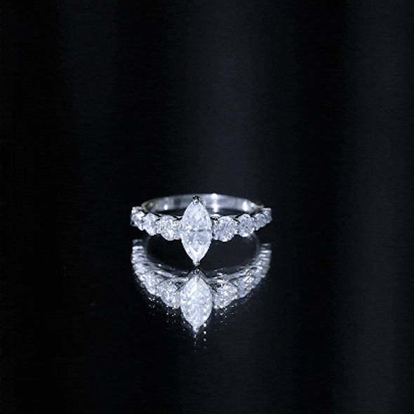 Marquise Moissanite Engagement Ring With Side Stones