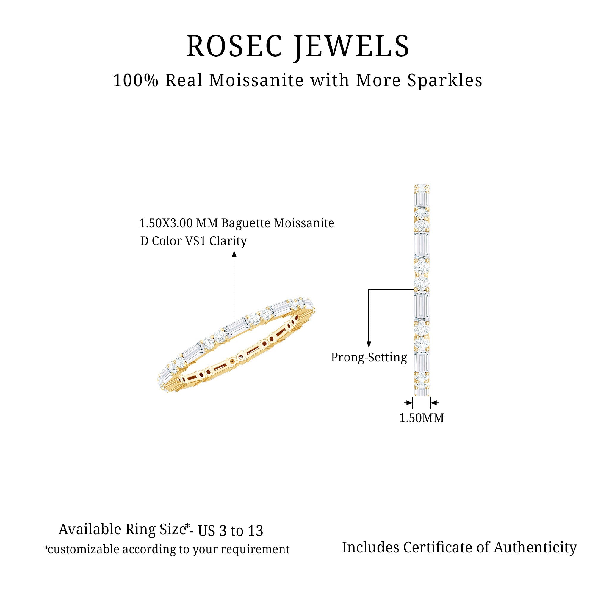 1 CT Moissanite Stackable Enhancer Ring
