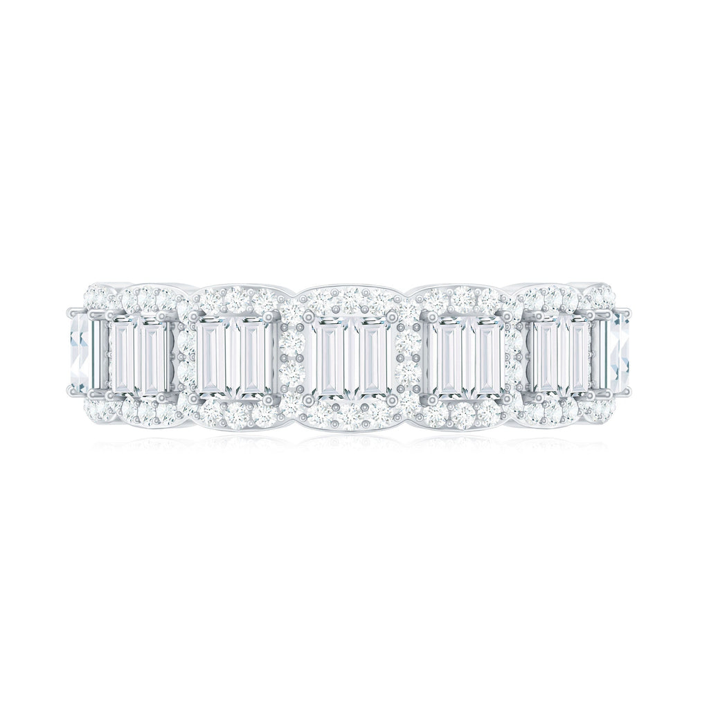 Designer Baguette Moissanite Half Eternity Band Ring