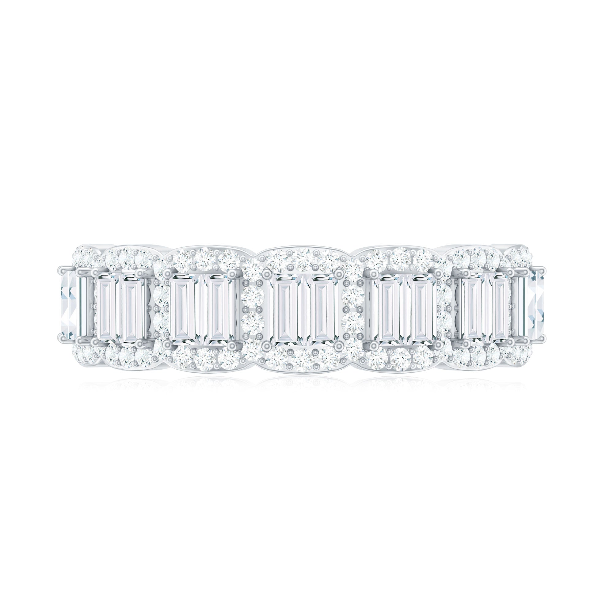 Designer Baguette Moissanite Half Eternity Band Ring