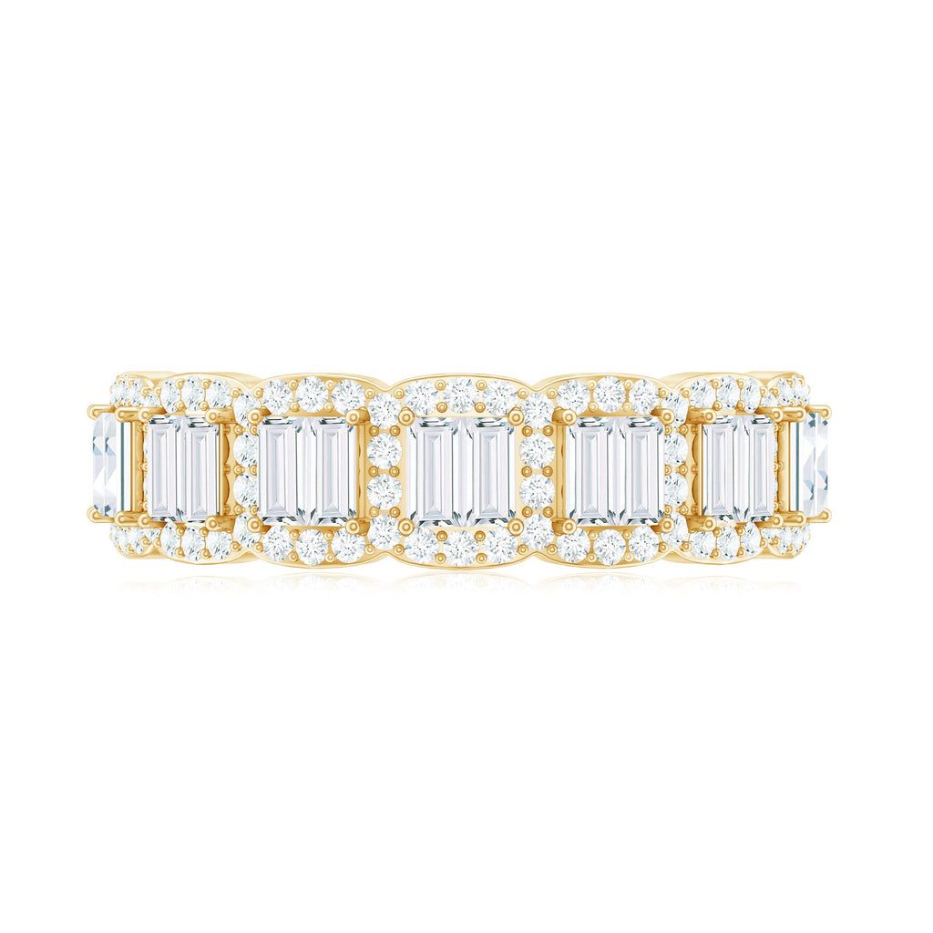 Designer Baguette Moissanite Half Eternity Band Ring