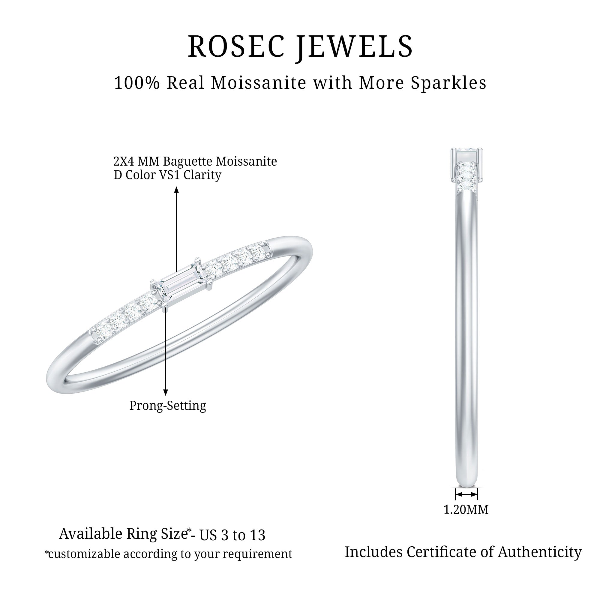 Moissanite Minimalist Stackable Promise Ring