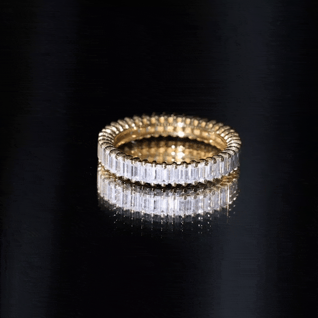 Baguette Cut Certified Moissanite Eternity Stackable Ring