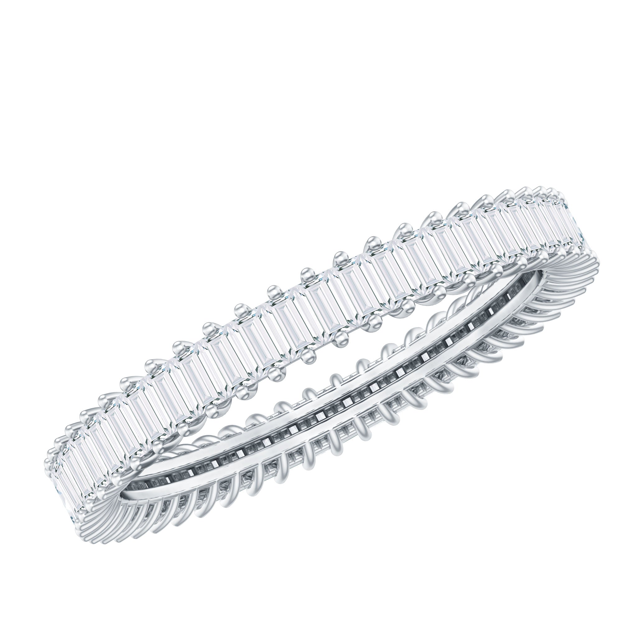 Baguette Cut Certified Moissanite Eternity Stackable Ring