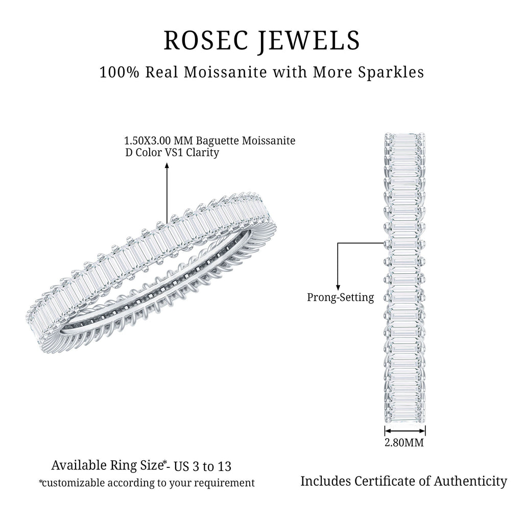 Baguette Cut Certified Moissanite Eternity Stackable Ring