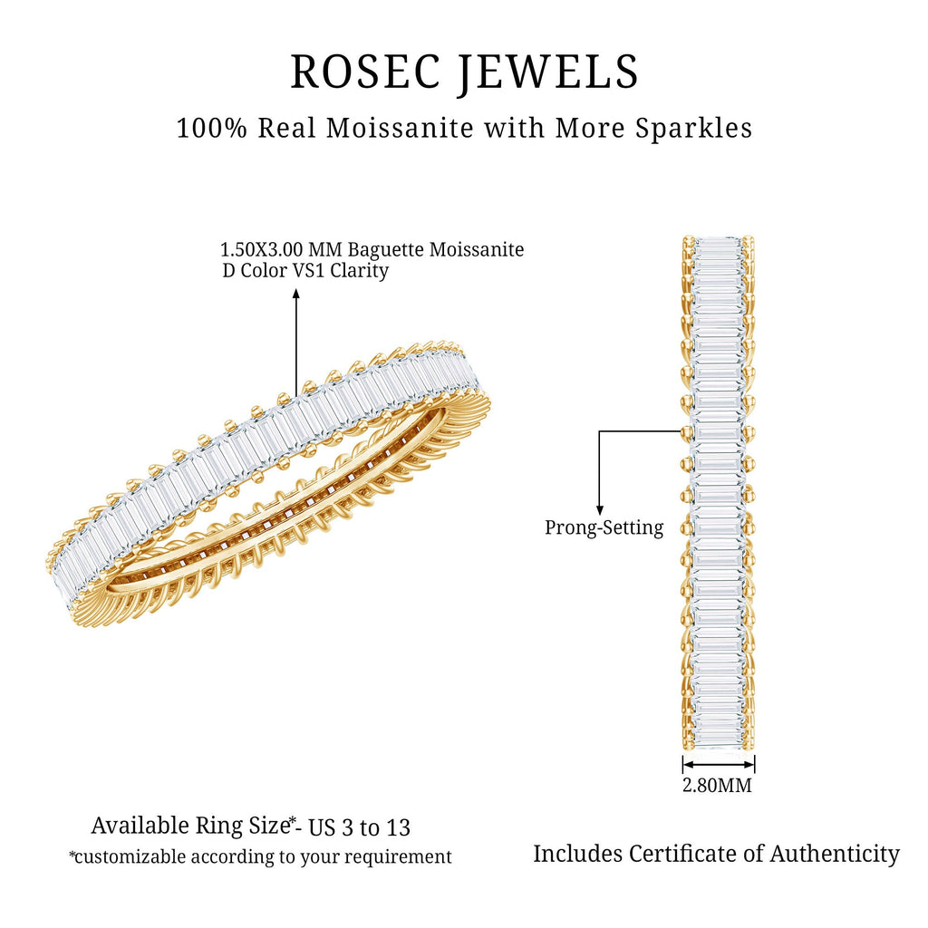 Baguette Cut Certified Moissanite Eternity Stackable Ring