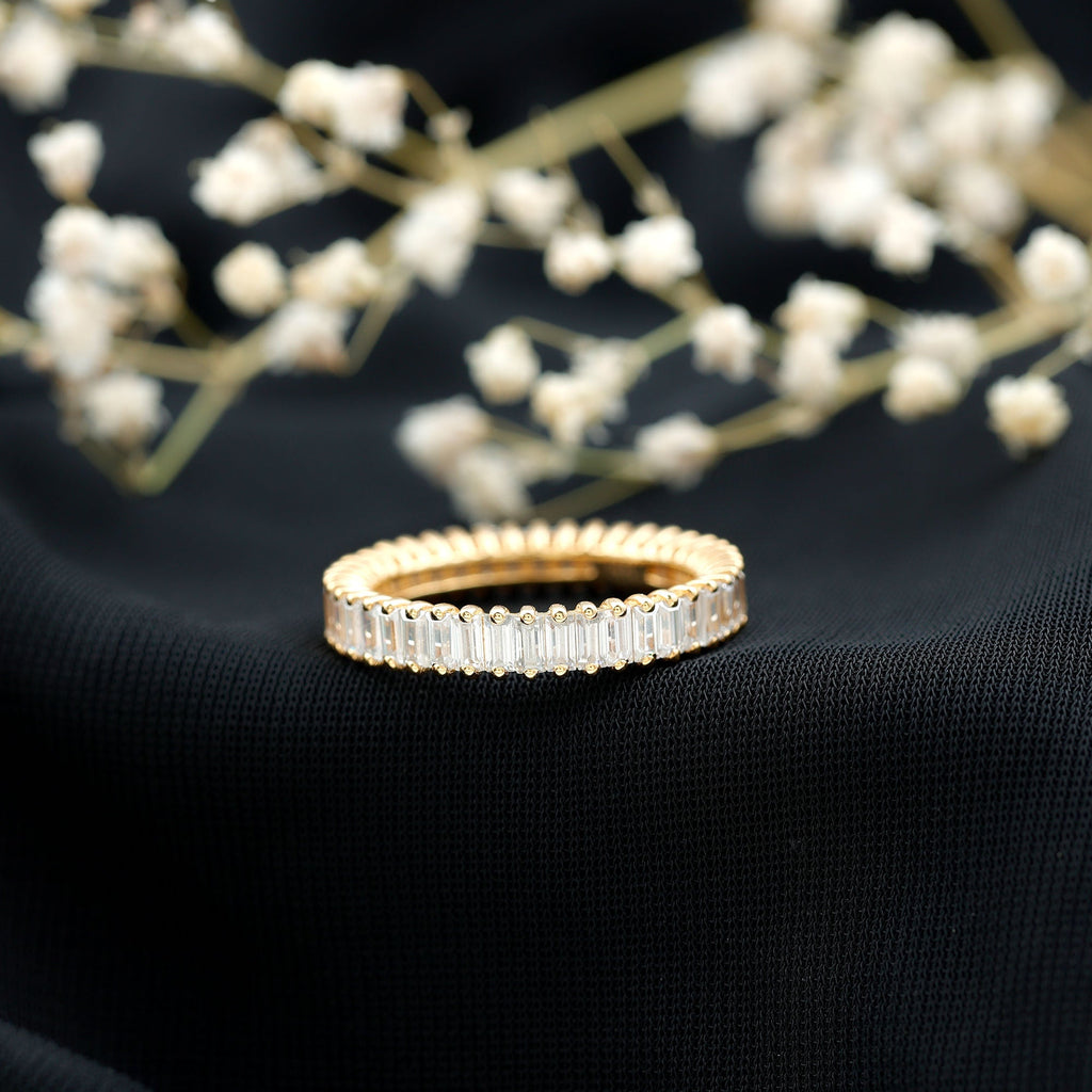 Baguette Cut Certified Moissanite Eternity Stackable Ring