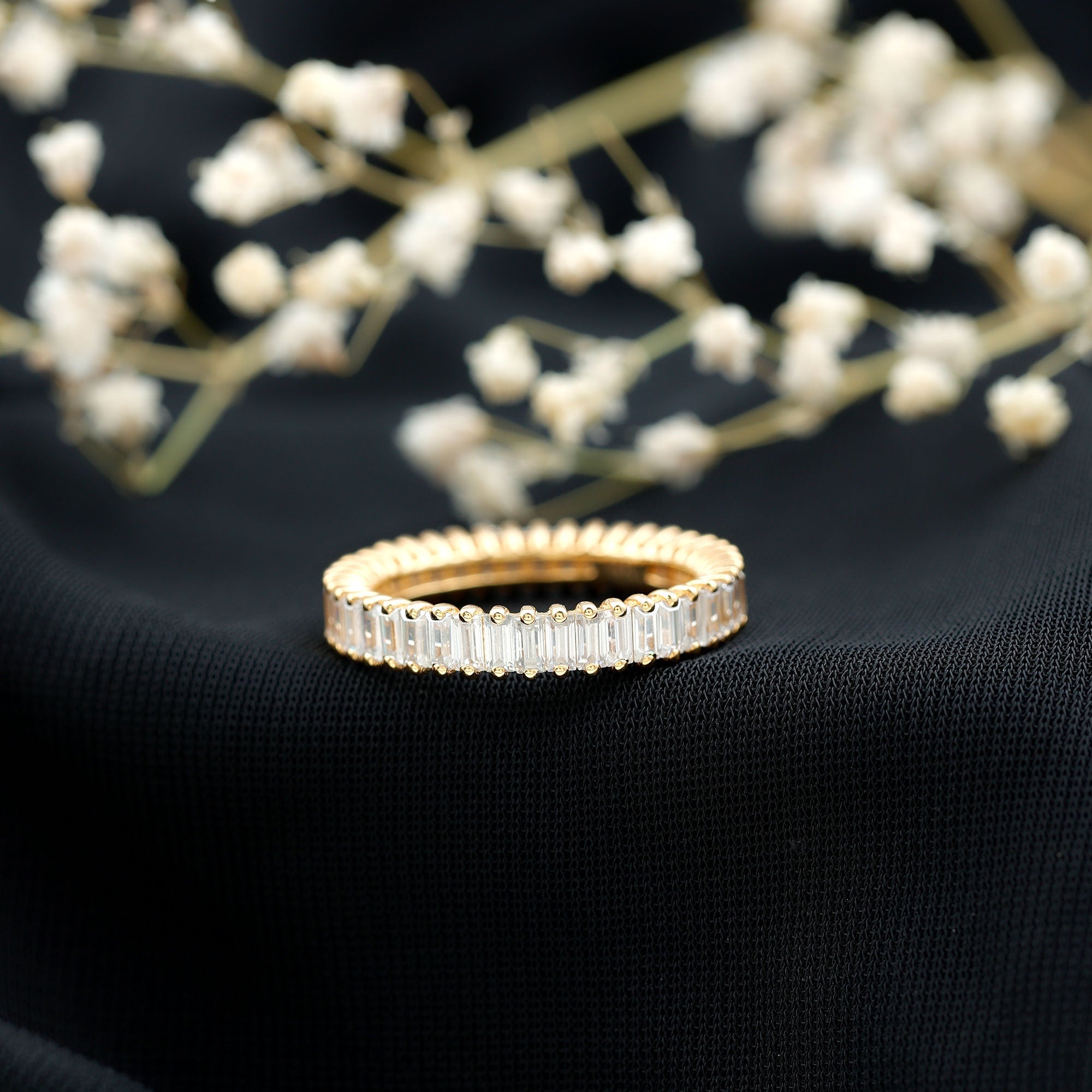 Baguette Cut Certified Moissanite Eternity Stackable Ring