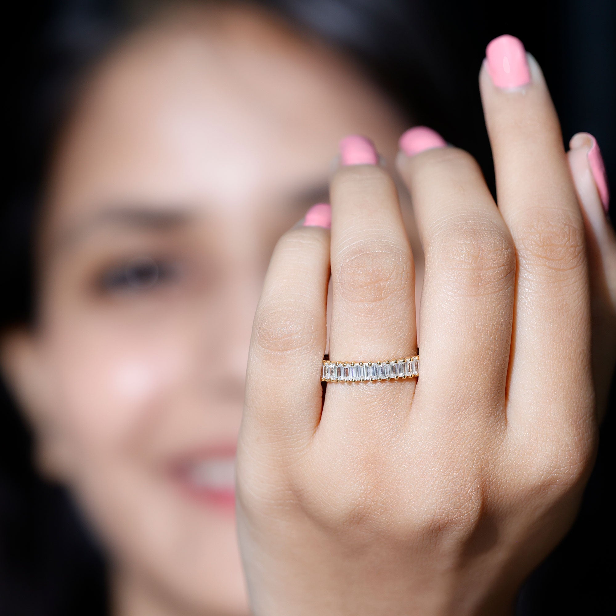 Baguette Cut Certified Moissanite Eternity Stackable Ring