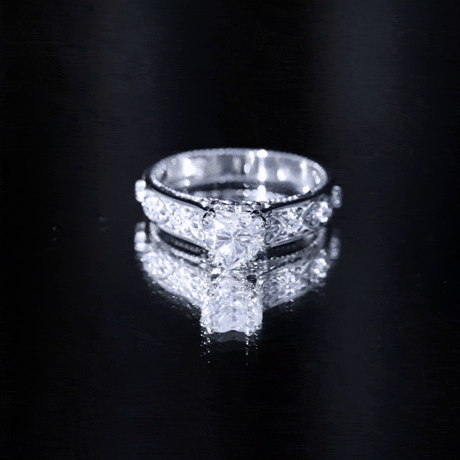 Heart Shape Moissanite Filigree Style Engagement Rings