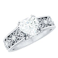 Heart Shape Moissanite Filigree Style Engagement Rings