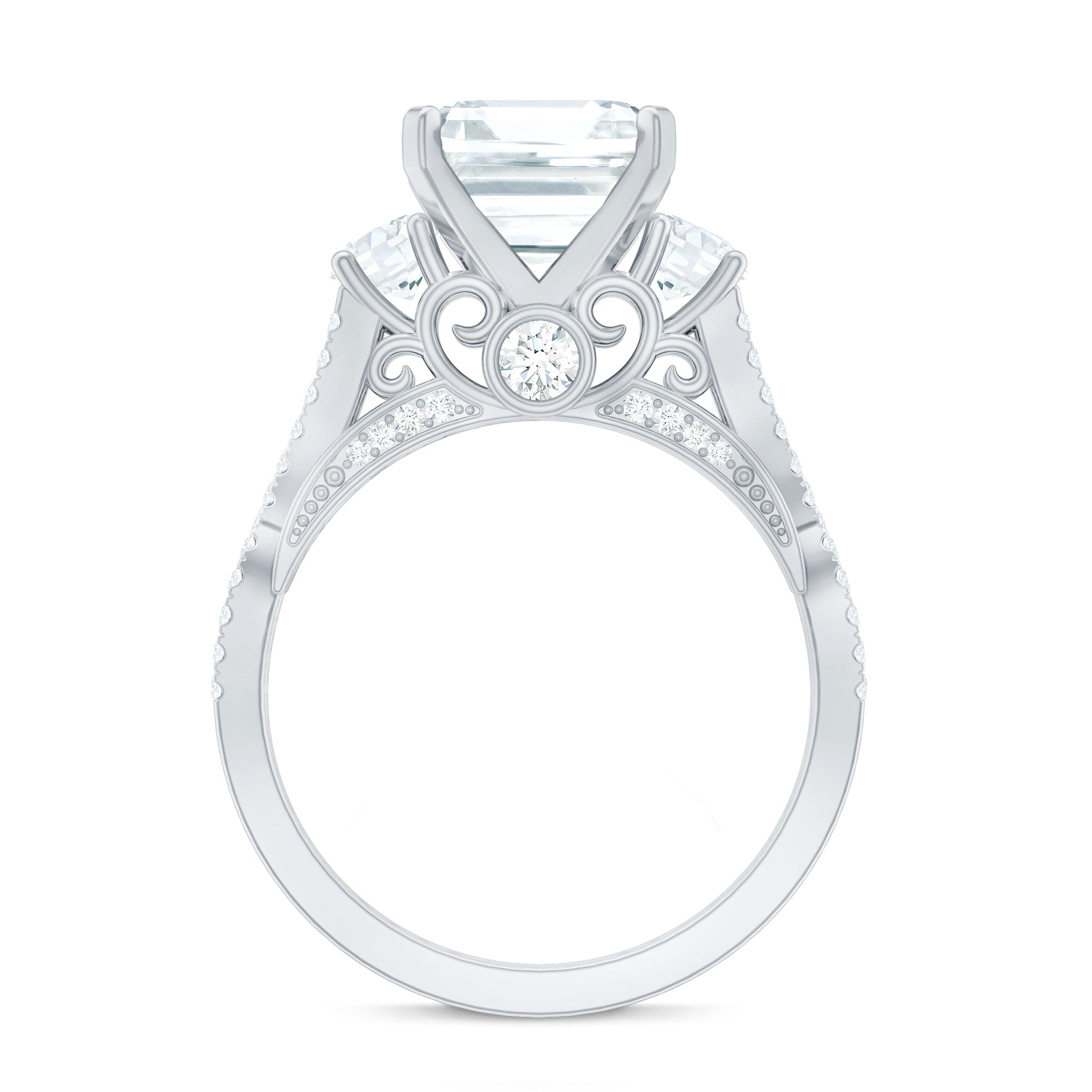 Asscher Cut Certified Moissanite Vintage Looking Engagement Ring