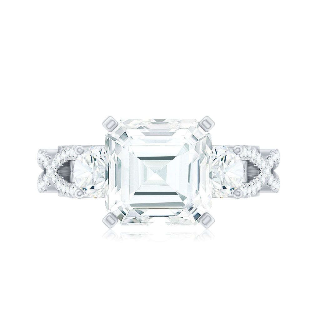Asscher Cut Certified Moissanite Vintage Looking Engagement Ring