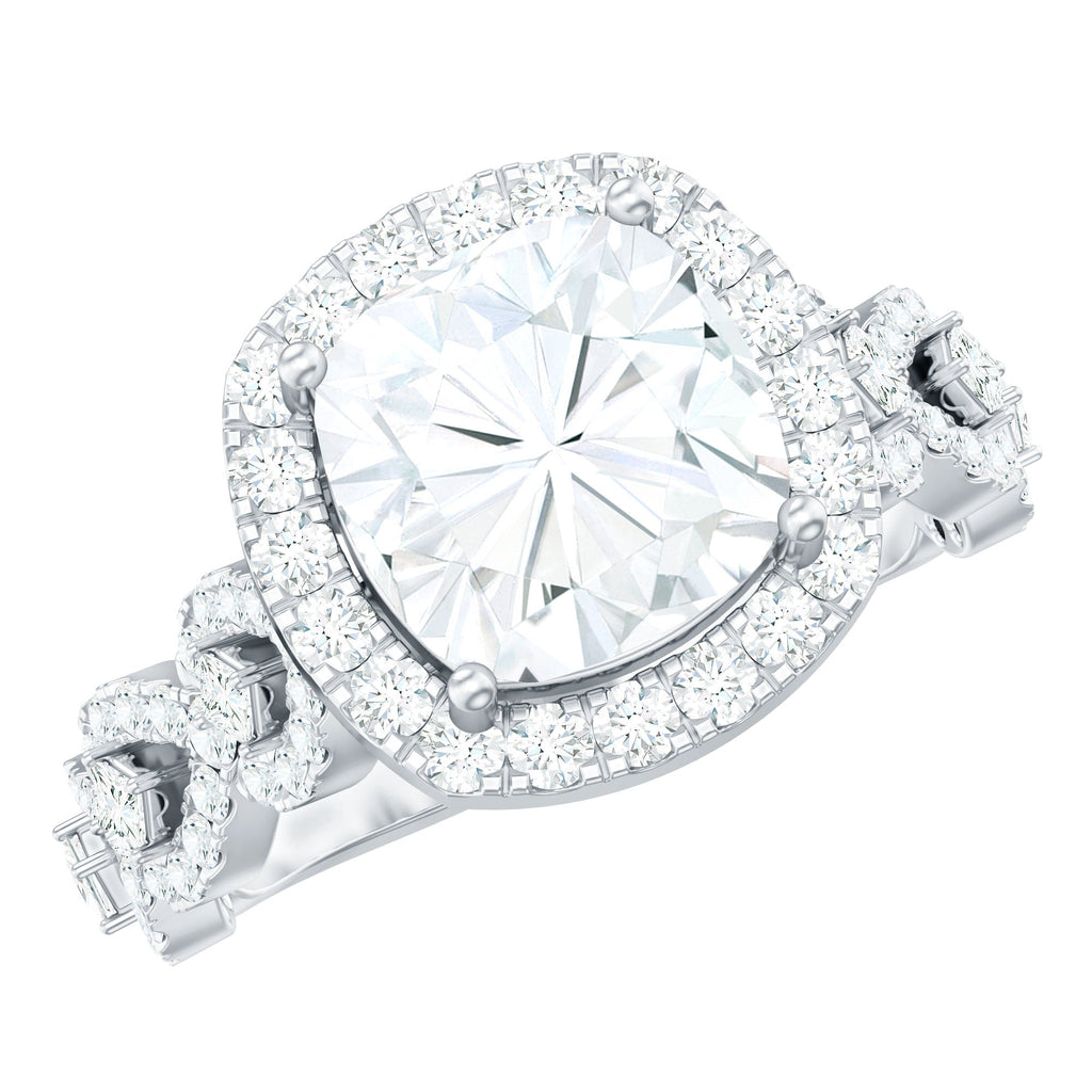 8 MM Cushion Cut Moissanite Vintage Inspired Engagement Ring