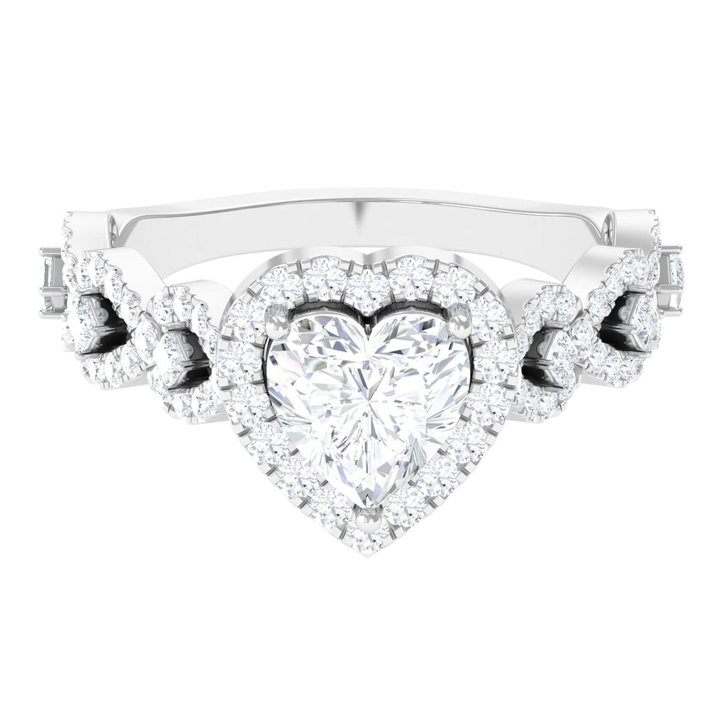 1.5 CT Heart Shape Moissanite Engagement Ring with Accent