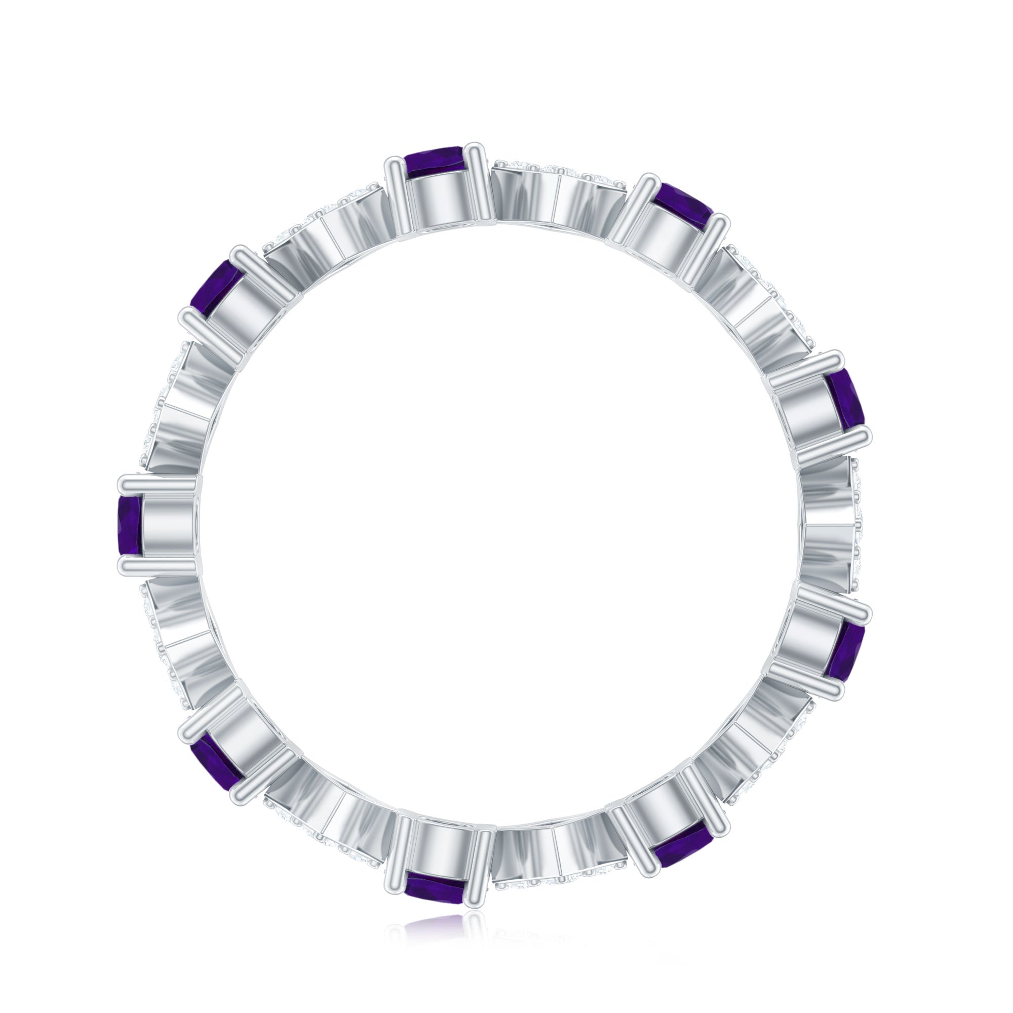 Purple Amethyst and Contemporary Diamond Eternity Ring