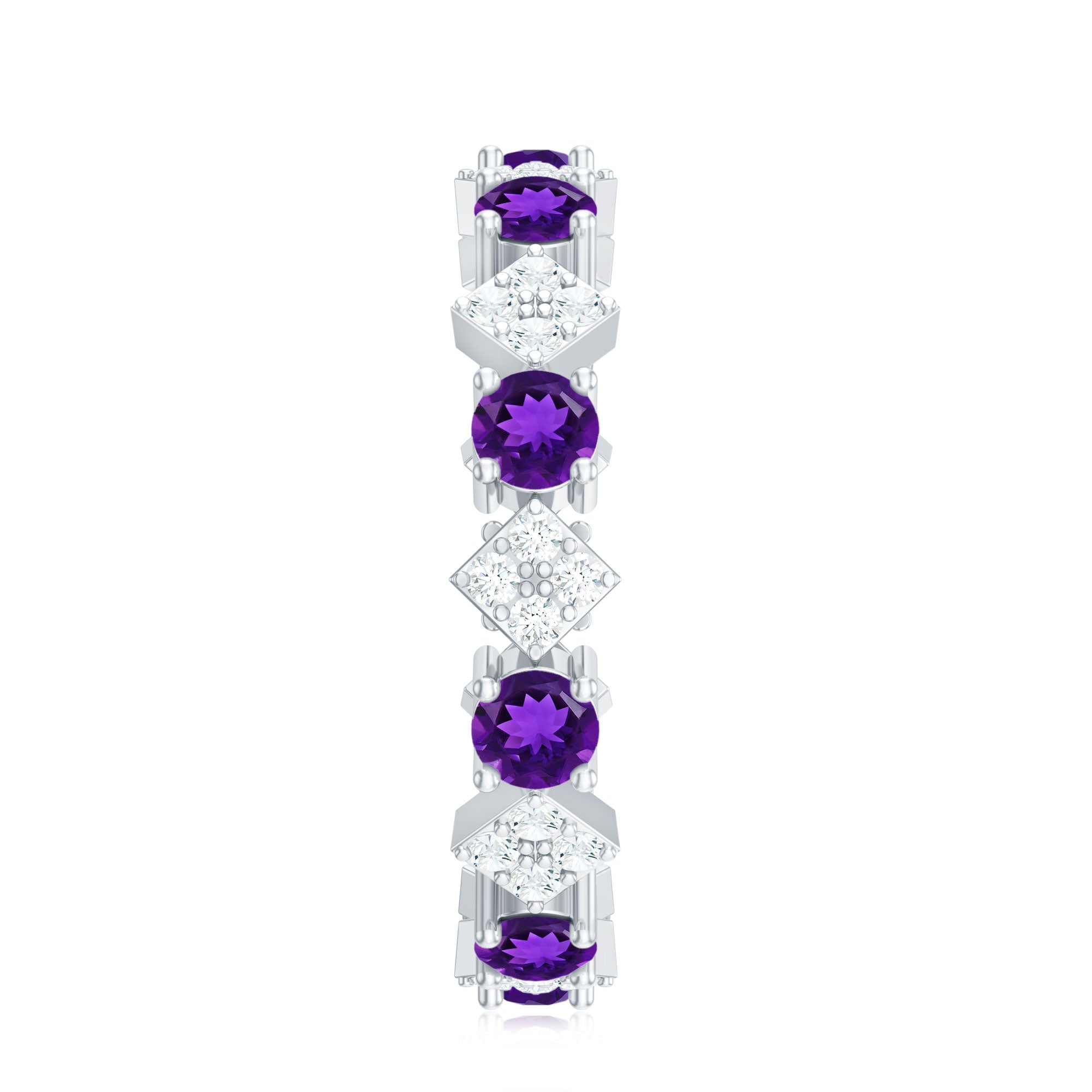 Purple Amethyst and Contemporary Diamond Eternity Ring