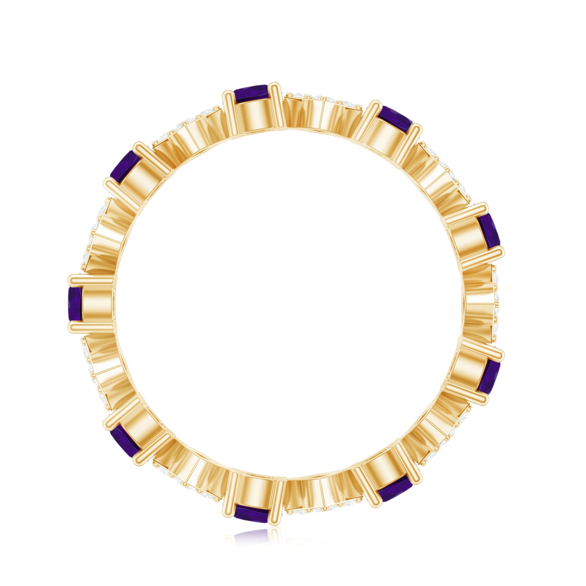 Purple Amethyst and Contemporary Diamond Eternity Ring