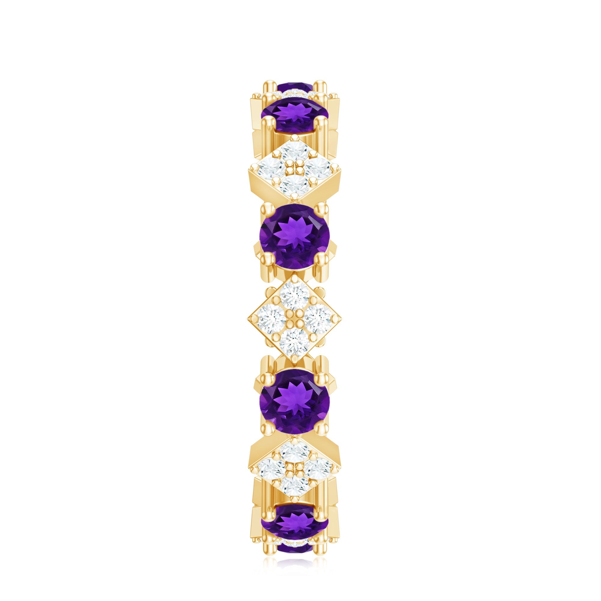 Purple Amethyst and Contemporary Diamond Eternity Ring